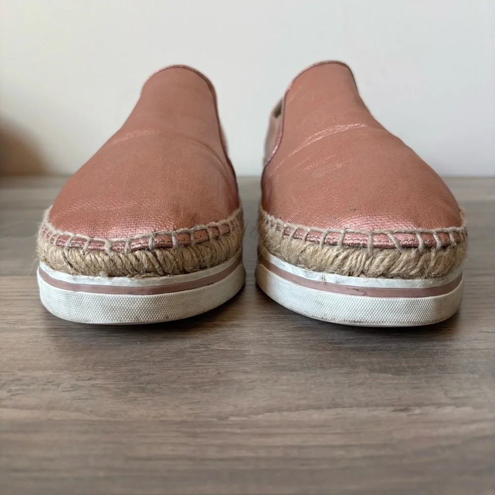 Jimmy Choo Women Espadrille 10 Copper Shoes‎ Metallic Jute Trim Size 40 Slip On